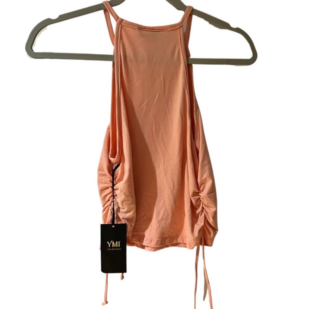 YMI COLLECTION Peach Side Tie Cropped Tank Large